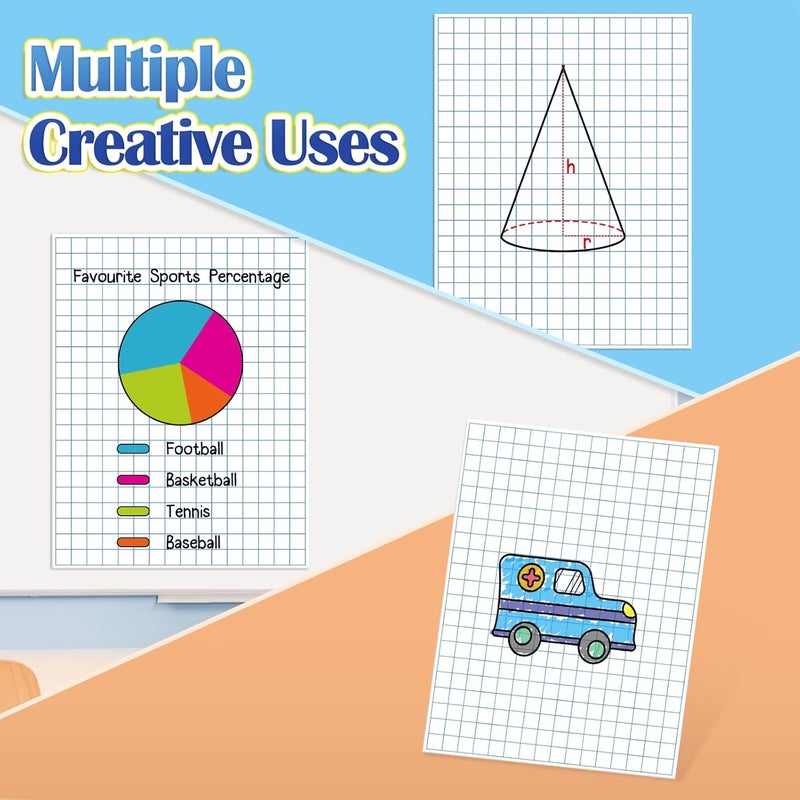 Aizweb Giant Magnetic Graph Paper,Dry Erase Grid Graphing for Classroom Whiteboard Accessories,Chart Paper Teacher Must Have Homeschool Teaching Supplies,Teacher Essential,21.5" x 16.5" - Image 5